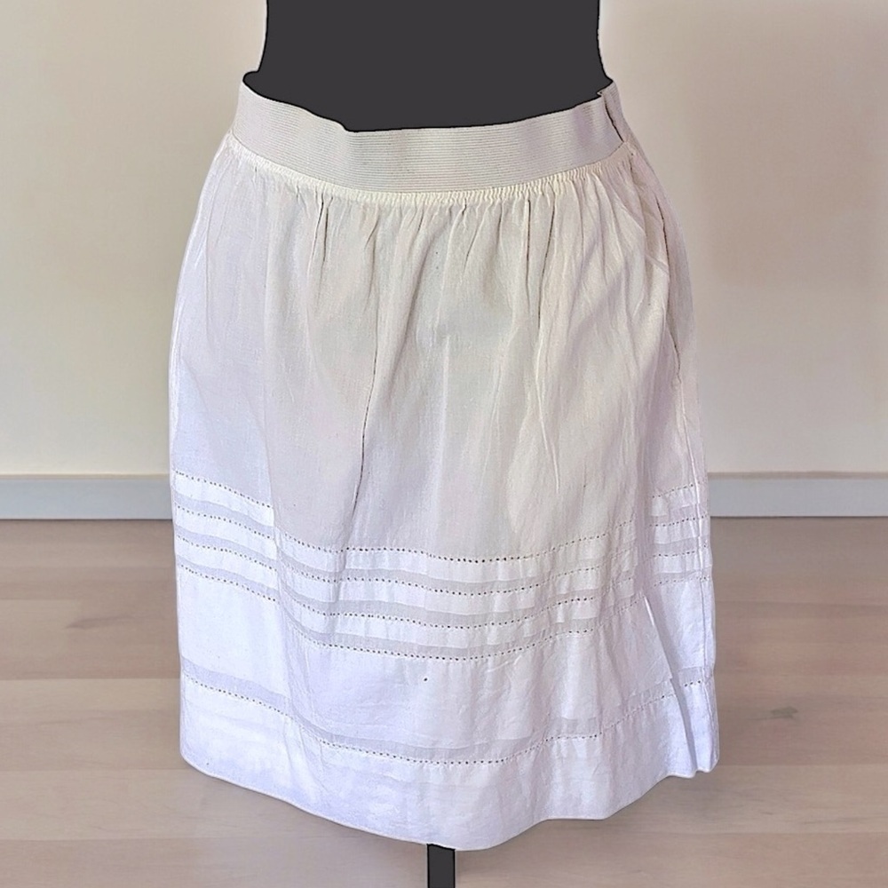 Relativity Pull On A-Line White Cotton Crochet Lace Mini Skirt w Pockets Size PL